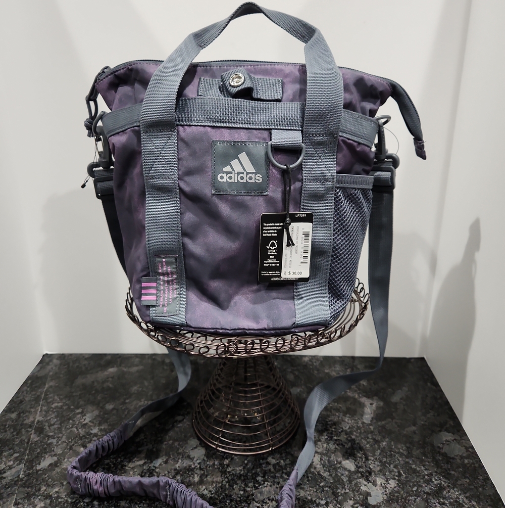 Adidas Purple and Gray Mini Messenger Tote Bag
